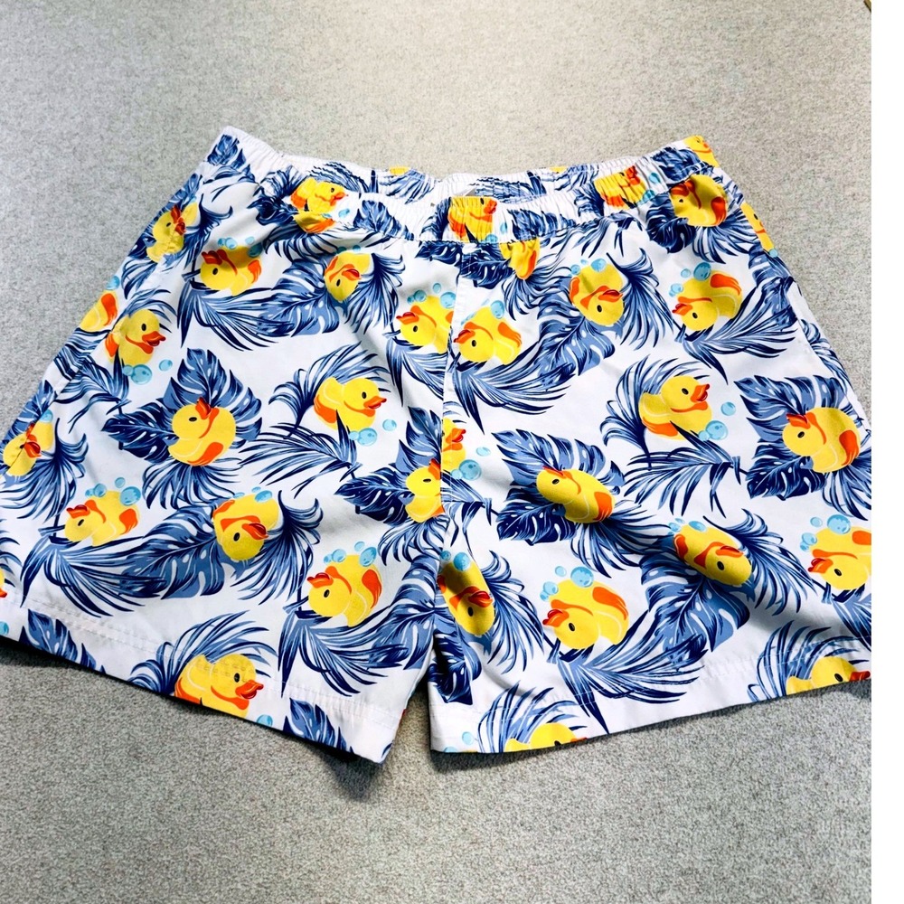 O'rageous Mens XL Rubber Duck Swim Trunks Blue Tropical Pool Beach Shorts Resort